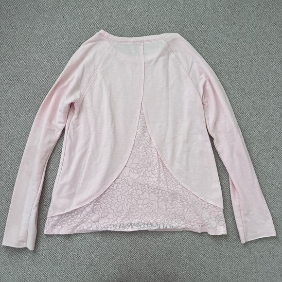 Splendid Pink Floral Lace Layered Long Sleeve Top - Picture 2 of 4